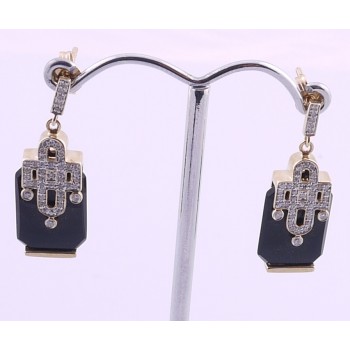 9ct Gold Onyx and Diamond Earrings SOLD